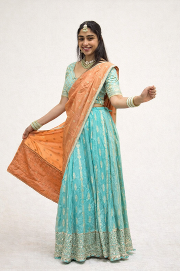 Sea Green Bridal Embroidered Lehenga Blouse Dupatta Set Party & Wedding Collection