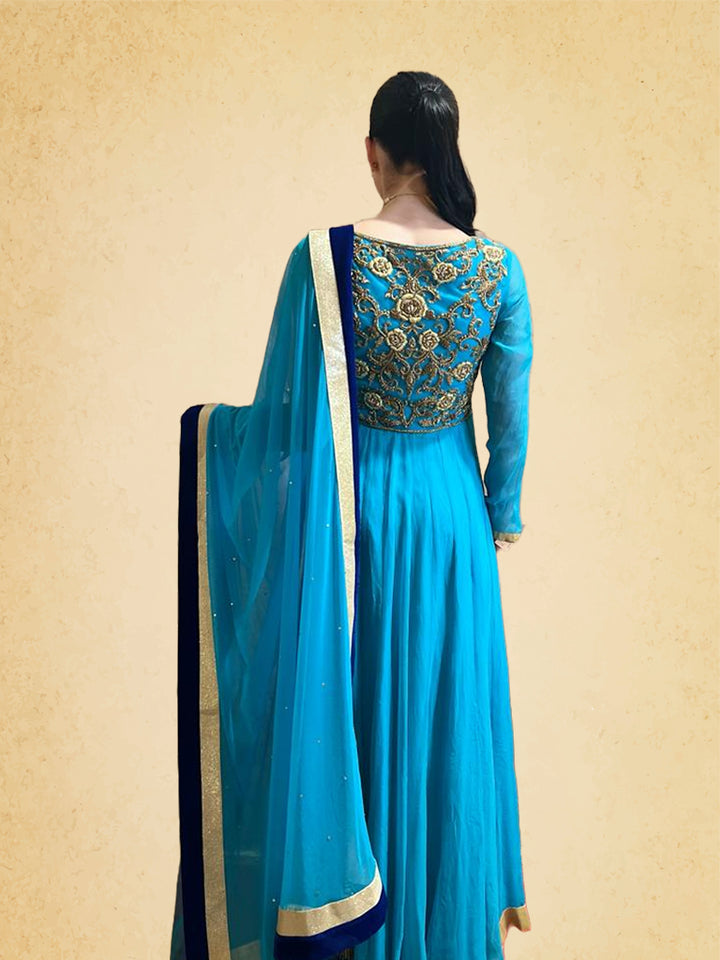 Beautiful Anarkali dress with heavy patched work