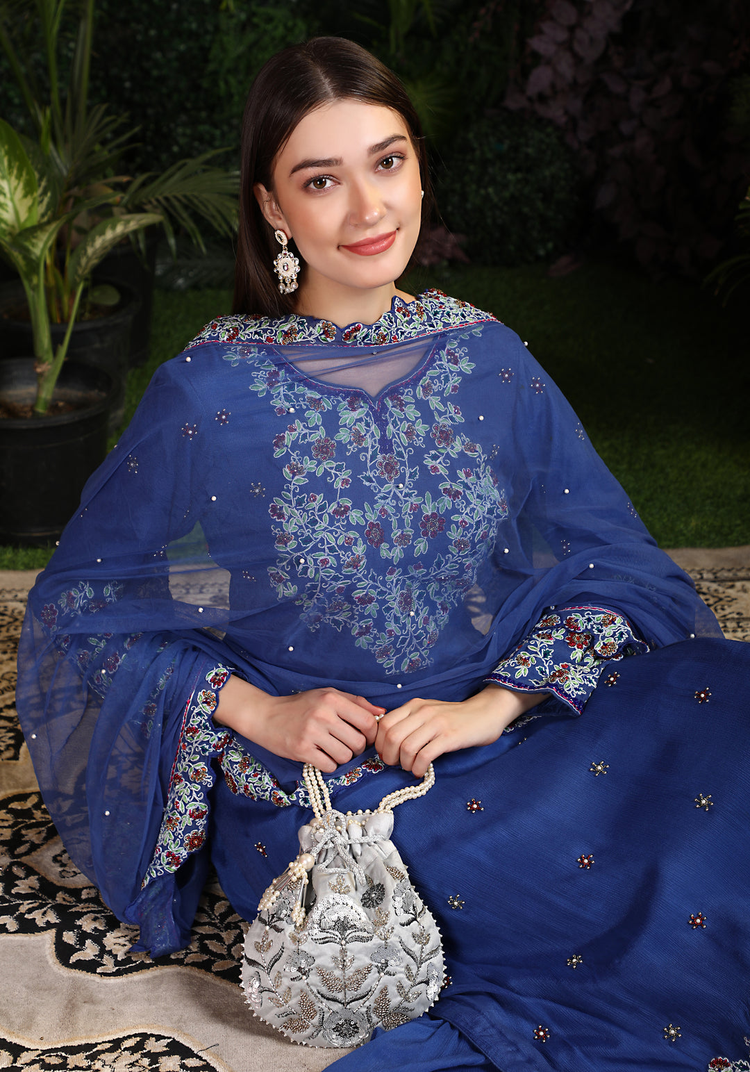 Miracolos By Ruchi's Classy Blue colored Kurta and Palazzo  - Rent