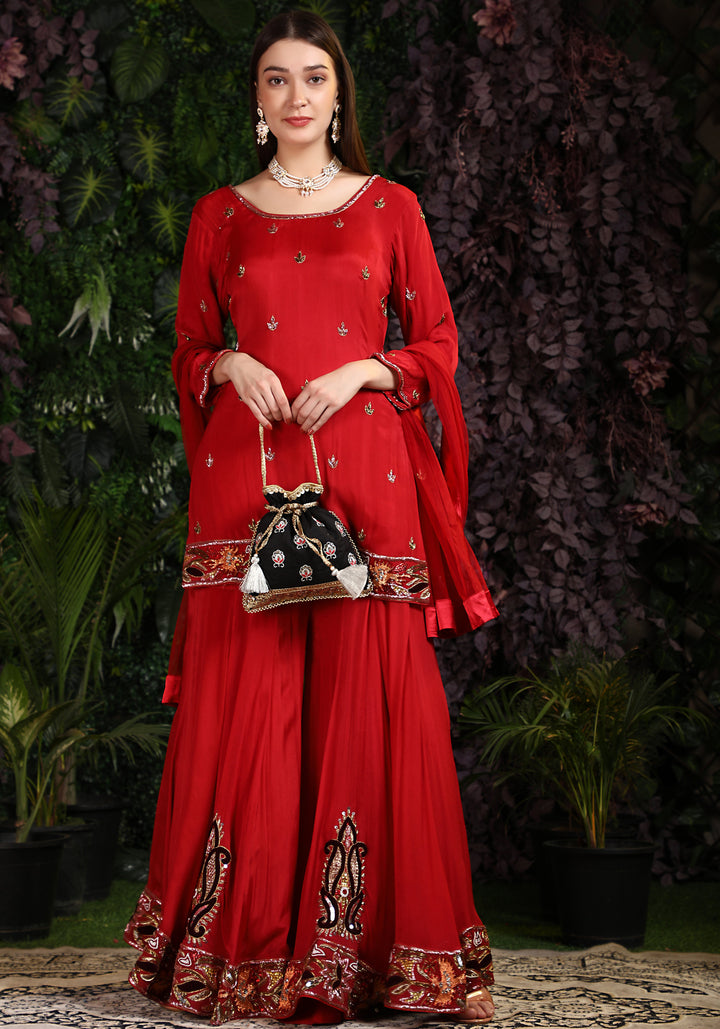 Miracolos By Ruchi's Elegant Red colored Kurta and Palazzo  - Rent