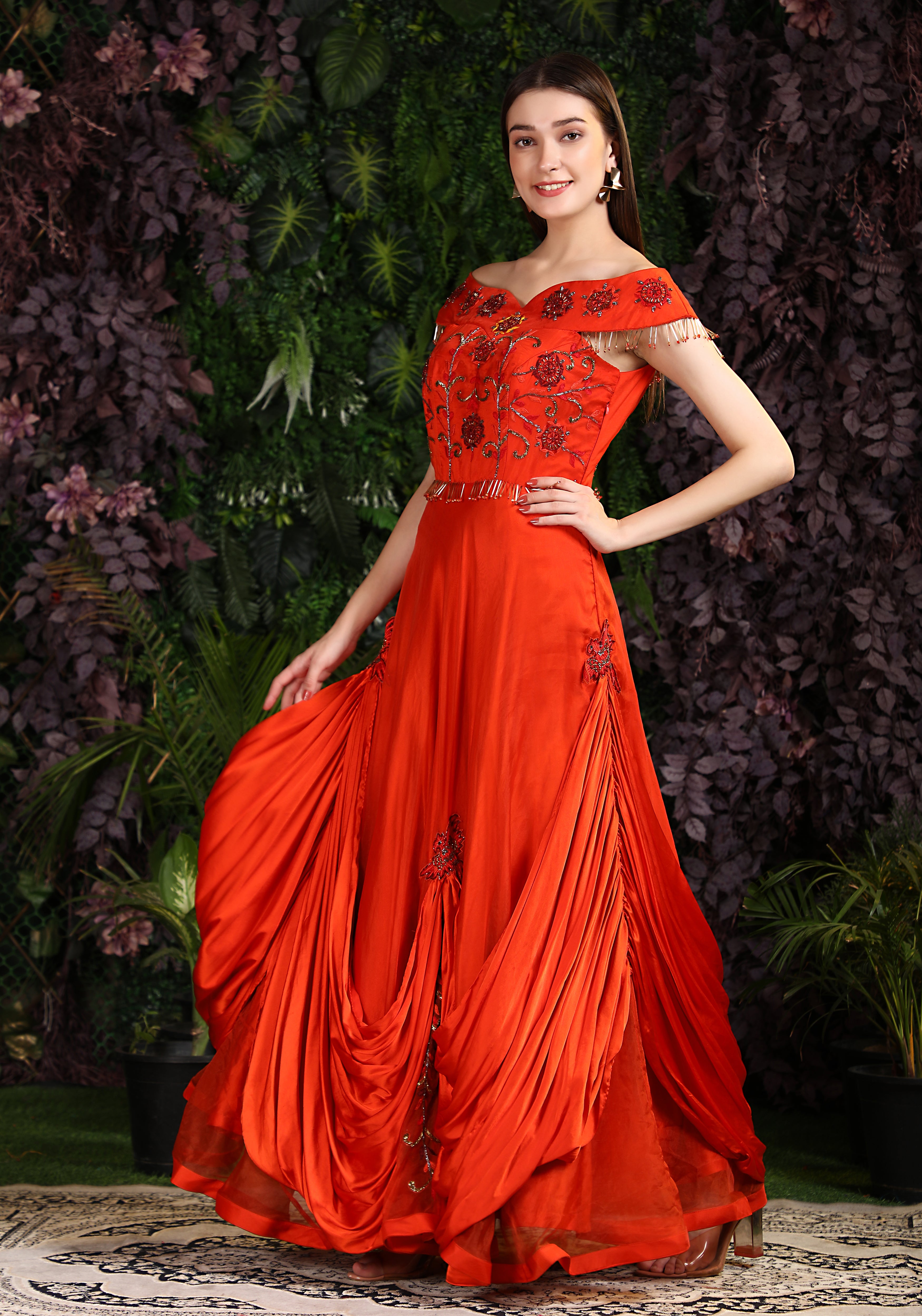 Buy Rosy Red Party Wear Gown for Girls | Gown for Girls