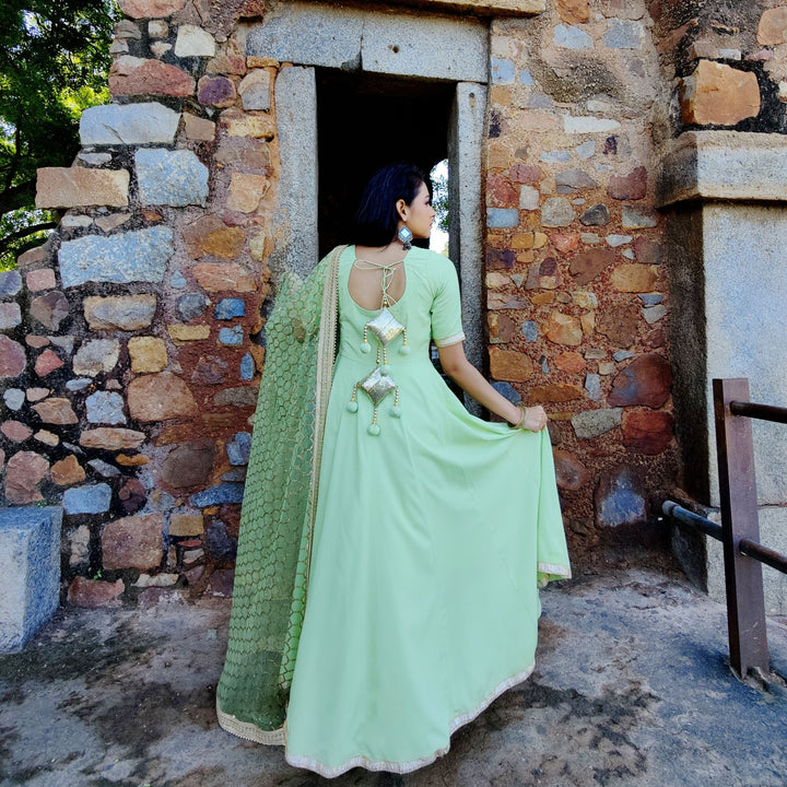 Amaltas Couture's Qiraat Zardozi Anarkali Green Suit - Rent