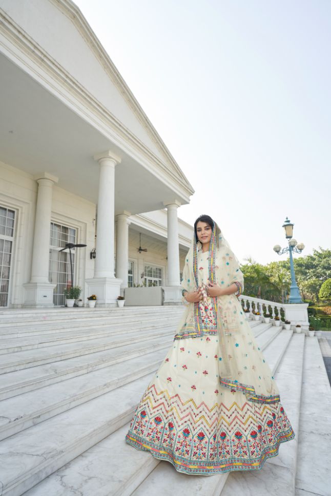 Buy Green and White Lehenga, Unstitched Bridal Lehenga, Wedding Skirt,  Embroidered Blouse, Lehenga Fabric, Indian Dupatta, Sequin Fabric Online in  India - Etsy
