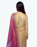 Rent Beige Net Kurta With Pink Palazzo And Dupatta - Glamourental