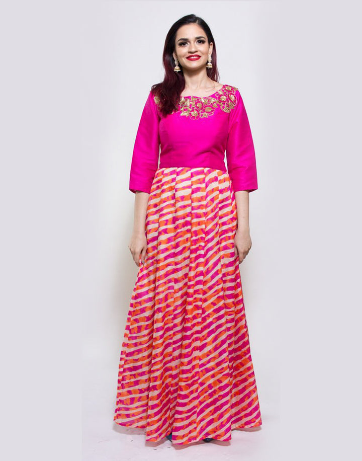 Rent Dark Pink Leheria Gown-Women-Glamourental
