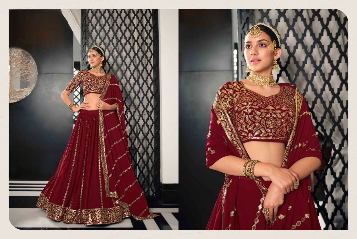 Classy Designer Bridal lehenga choli with long Veil and handembroidery  Bespoke | eBay