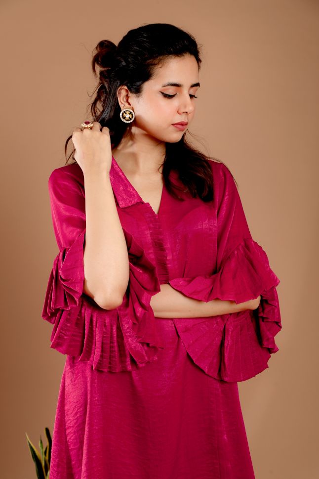 Omana by Ranjan Bothra's Pink Asymmetrical Tunic Set - Rent