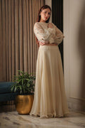 Beige Satin Organza Skirt Set - Rent - Glamourental