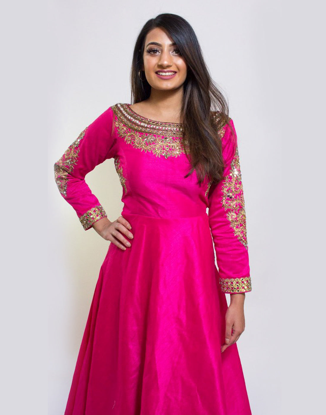 Rent Dark Pink Gold Embroidered Indian Gown Rent Dark Pink Gold Embroidered Indian Gown