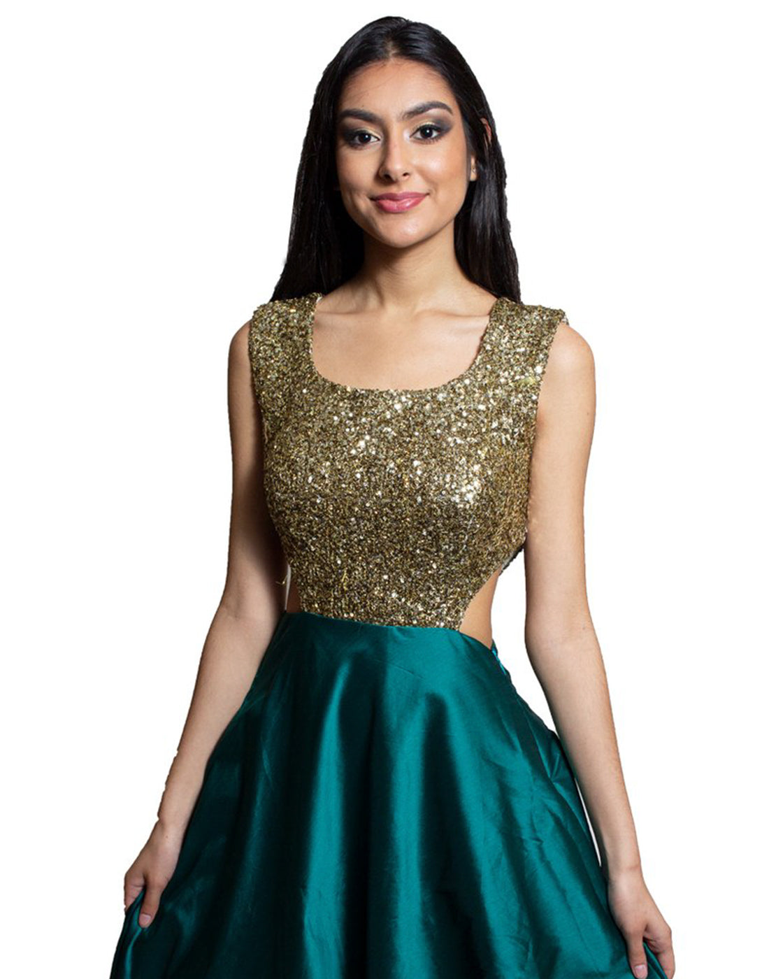 Rent Green Gold Backless Sequin Gown Rent Green Gold Backless Sequin Gown