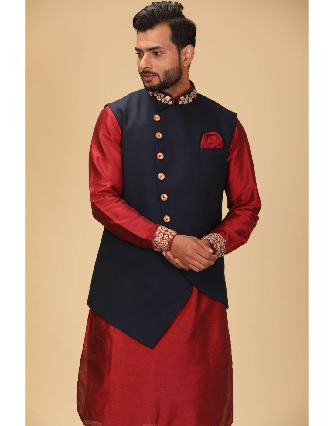 Rent Designer Kurta Pant Nehru Jacket-Men-Glamourental