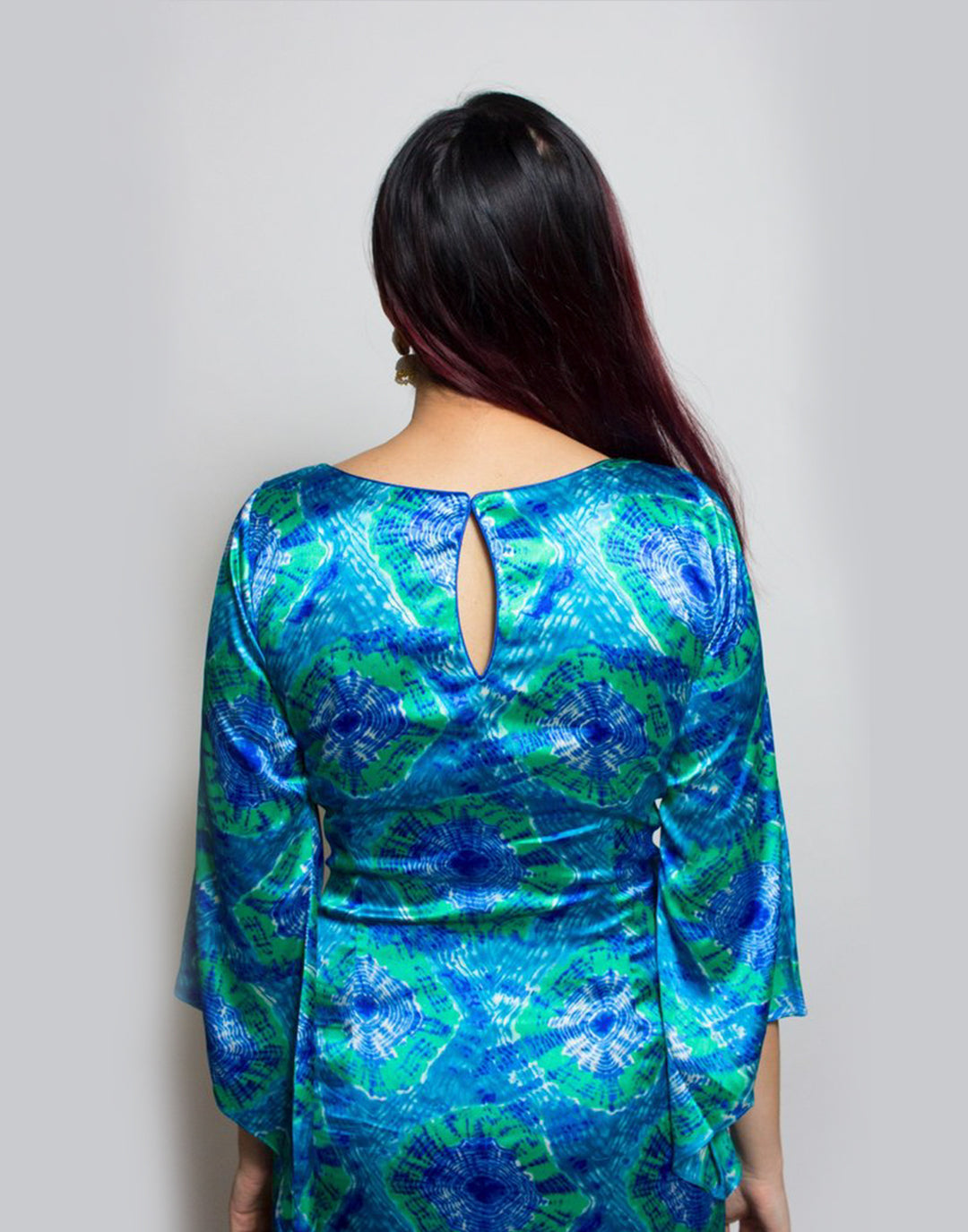 Rent Multi Blue Bactic Wrap Dhoti Gown-Women-Glamourental