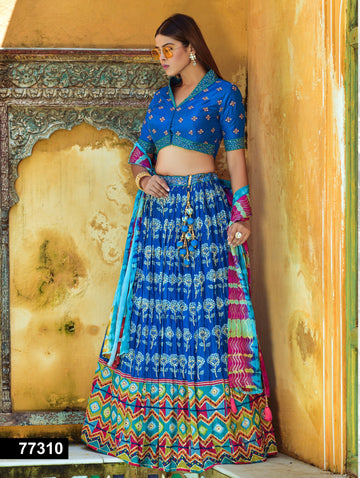 Royal Blue heavy embroidered Lehenga Set - Rent