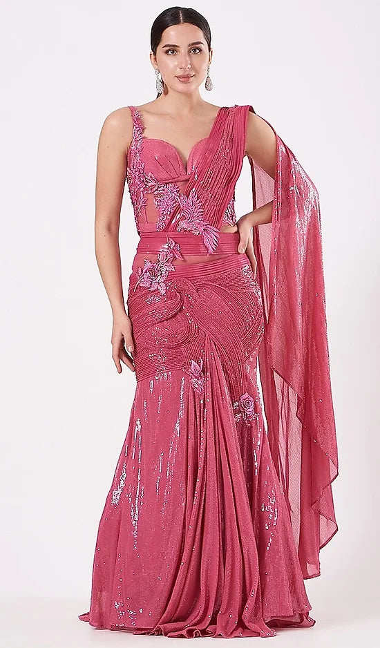 Anjalee and Arjun Kapoor's Hot Pink Embroidered Saree - Rent