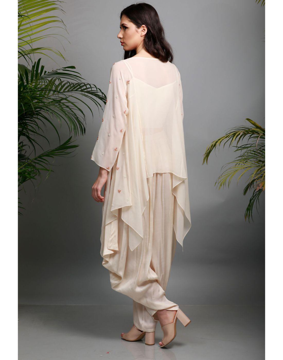 Rent Ivory A Cut Top & Dhoti-Women-Glamourental