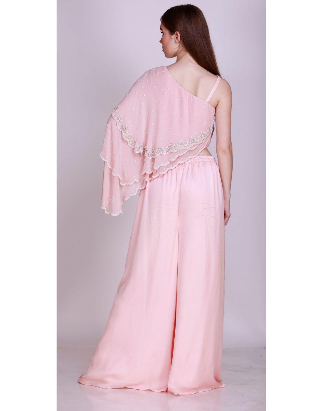 Baby Pink Elegant & Fashionable Rayon Solid Color Waist Elasticated Casual  Wear Women's Readymade Palazzo pants