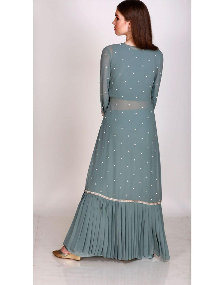 Rent Crop Top With Dhoti & Long Cape-Women-Glamourental