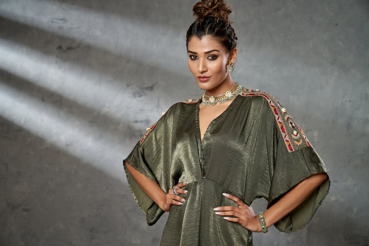Aditi Somani's Elegant Green Kaftan style tunic - Rent