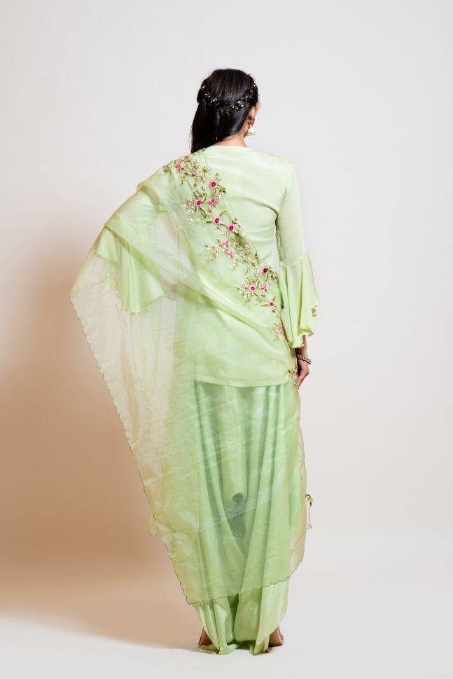 Lime Green Kurti and Dhoti pant Set - Rent - Glamourental