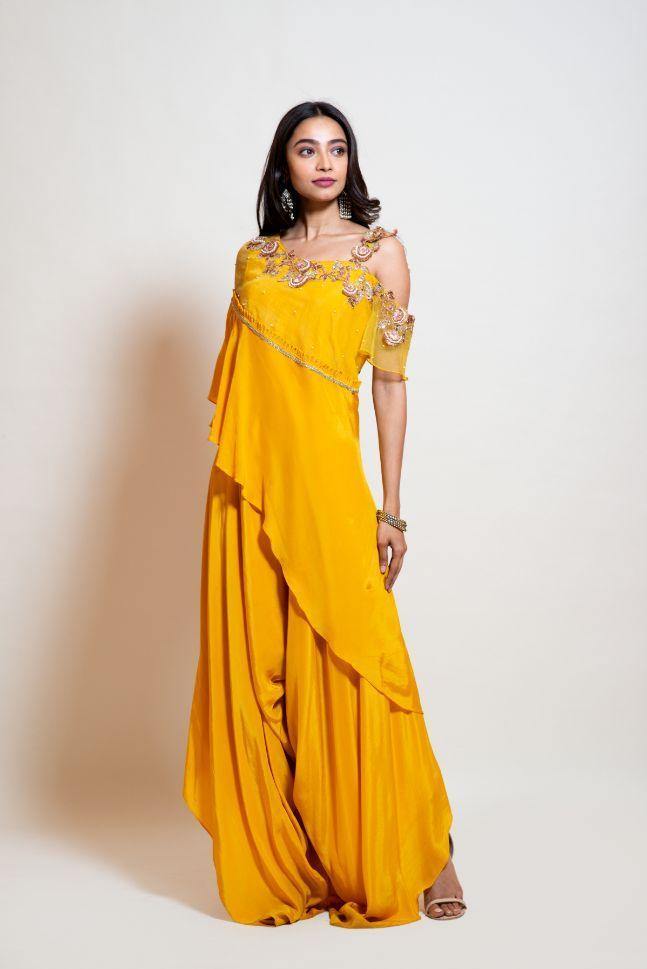Canary Yellow Cowl Jumpsuit  - Rent - Glamourental