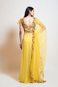 Light Yellow Orave Cut Kurta with Bell Bottom Flared Pants - Rent - Glamourental