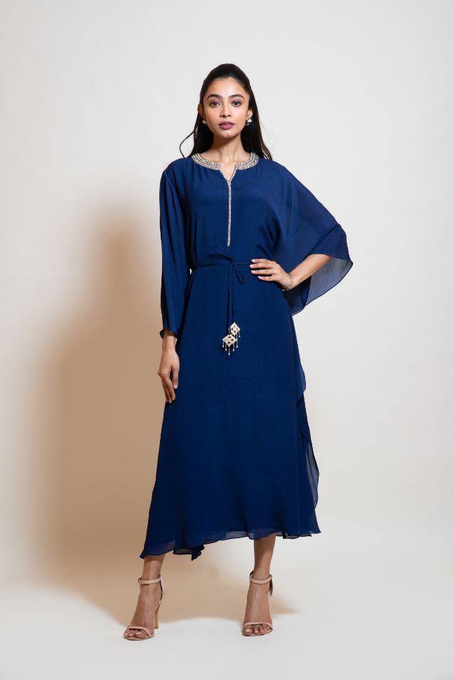 Navy Blue one sided Kaftan - Rent - Glamourental