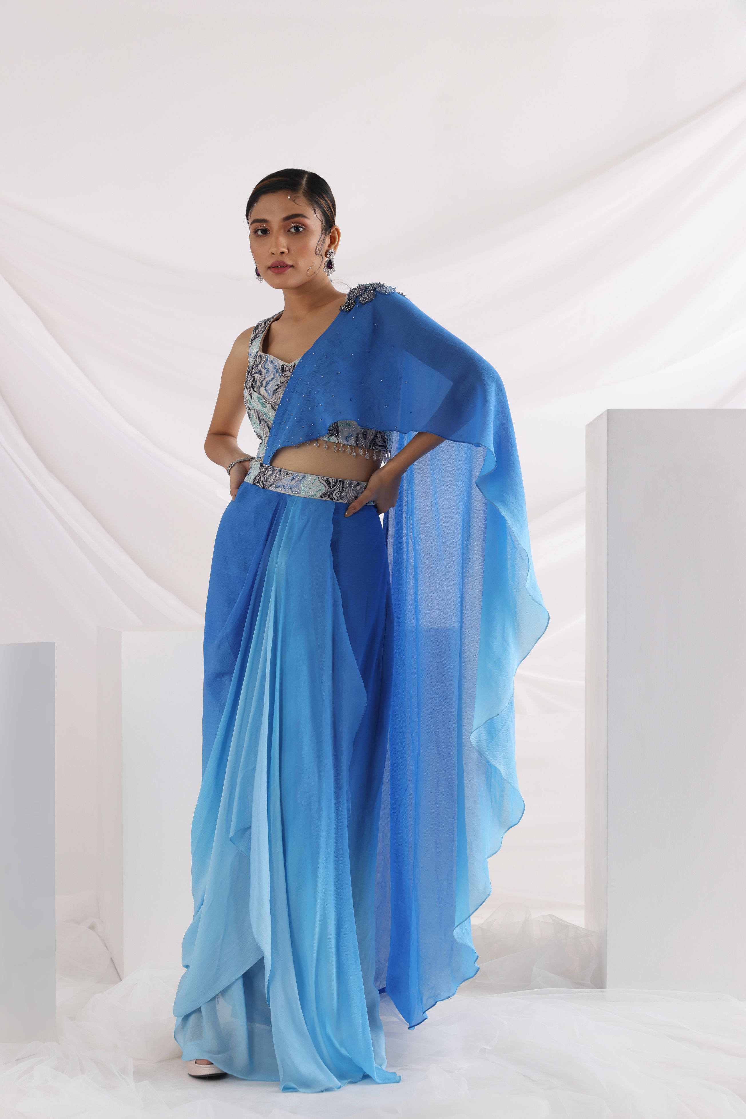 blue silk Designer Lehenga Saree On Rent, Size: Free Size at Rs 2000/piece  in Ambala