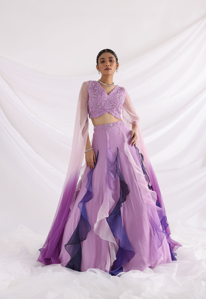Smriti Apparel's Beautifully designed Lavender colored lehenga set- Rent