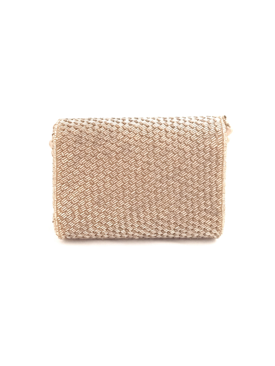 Gold Weave Flap over Hand-embroidered Clutch  - Rent