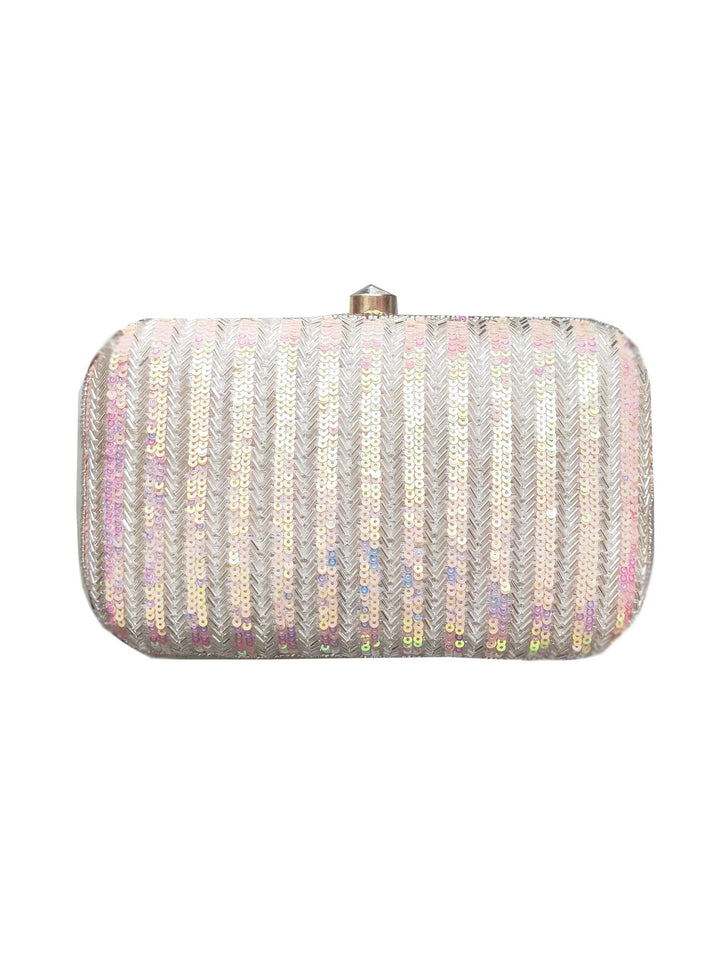 Silver Rainbow Hand-embroidered Clutch - Rent