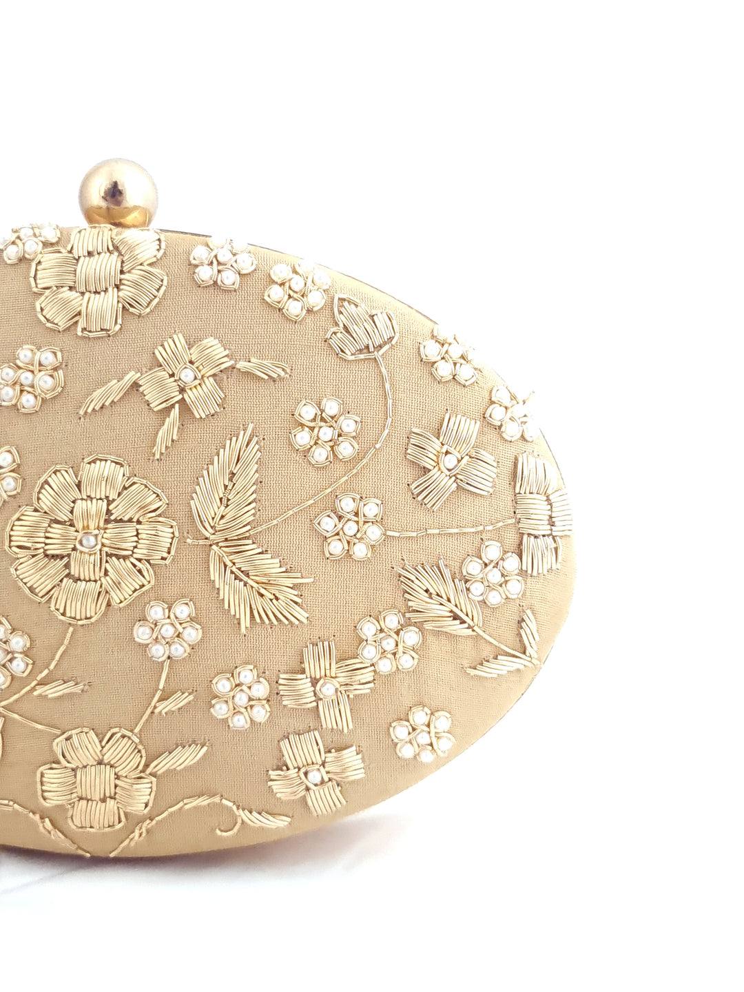 Oval Dabka Hand-embroidered Clutch - Rent