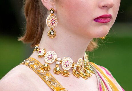 Beautiful Golden Stone Necklace set