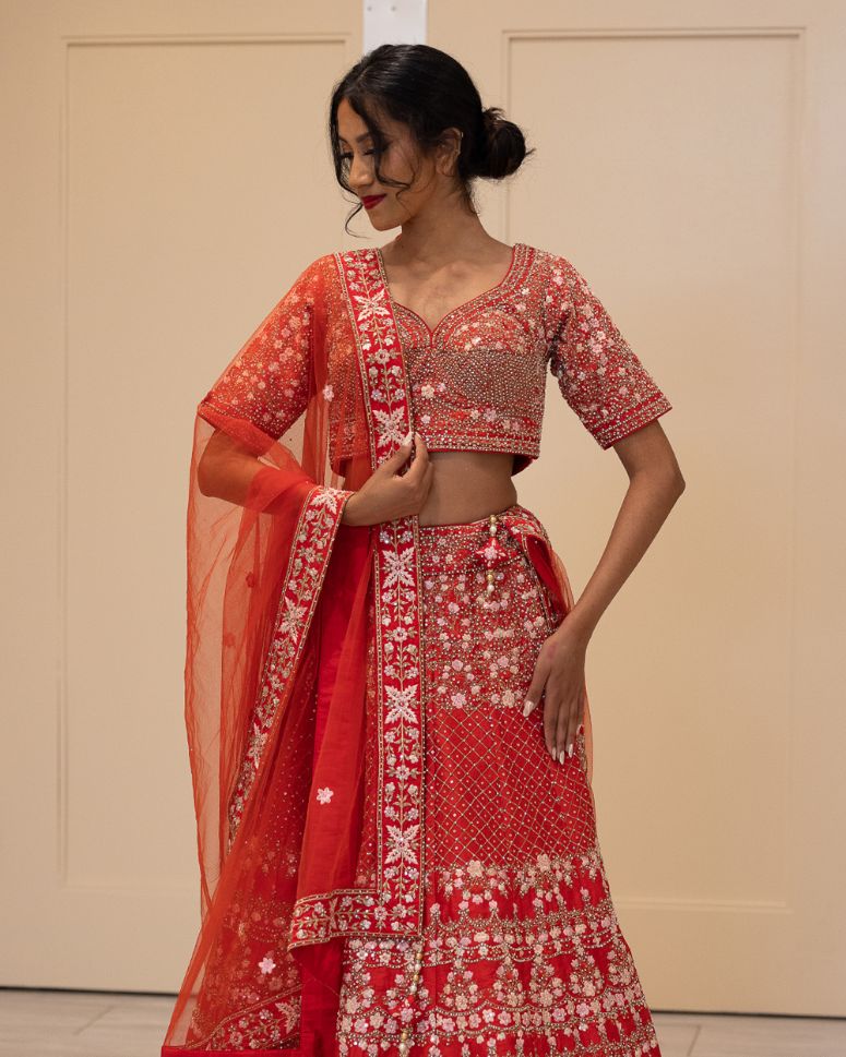 Red bridal designer lehenga 