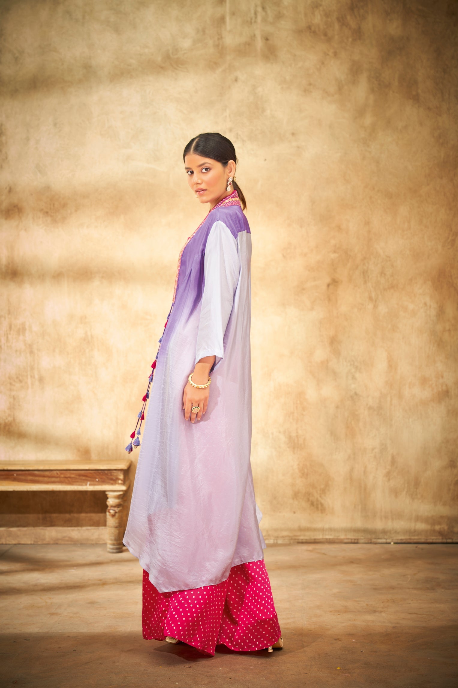 Aditi Somani's Classy Shaded silk Pink cape set - Rent_2