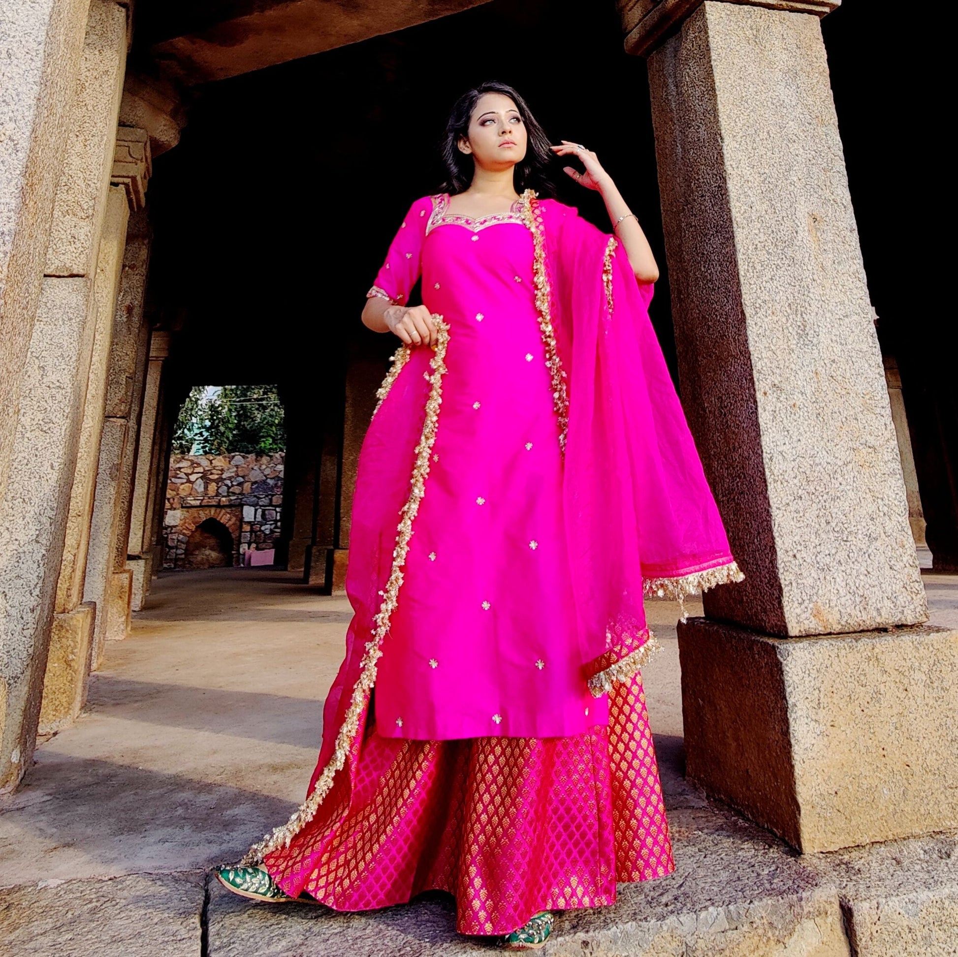 Amaltas Couture's Zoya Pink Zardozi Straight Suit - Rent_1