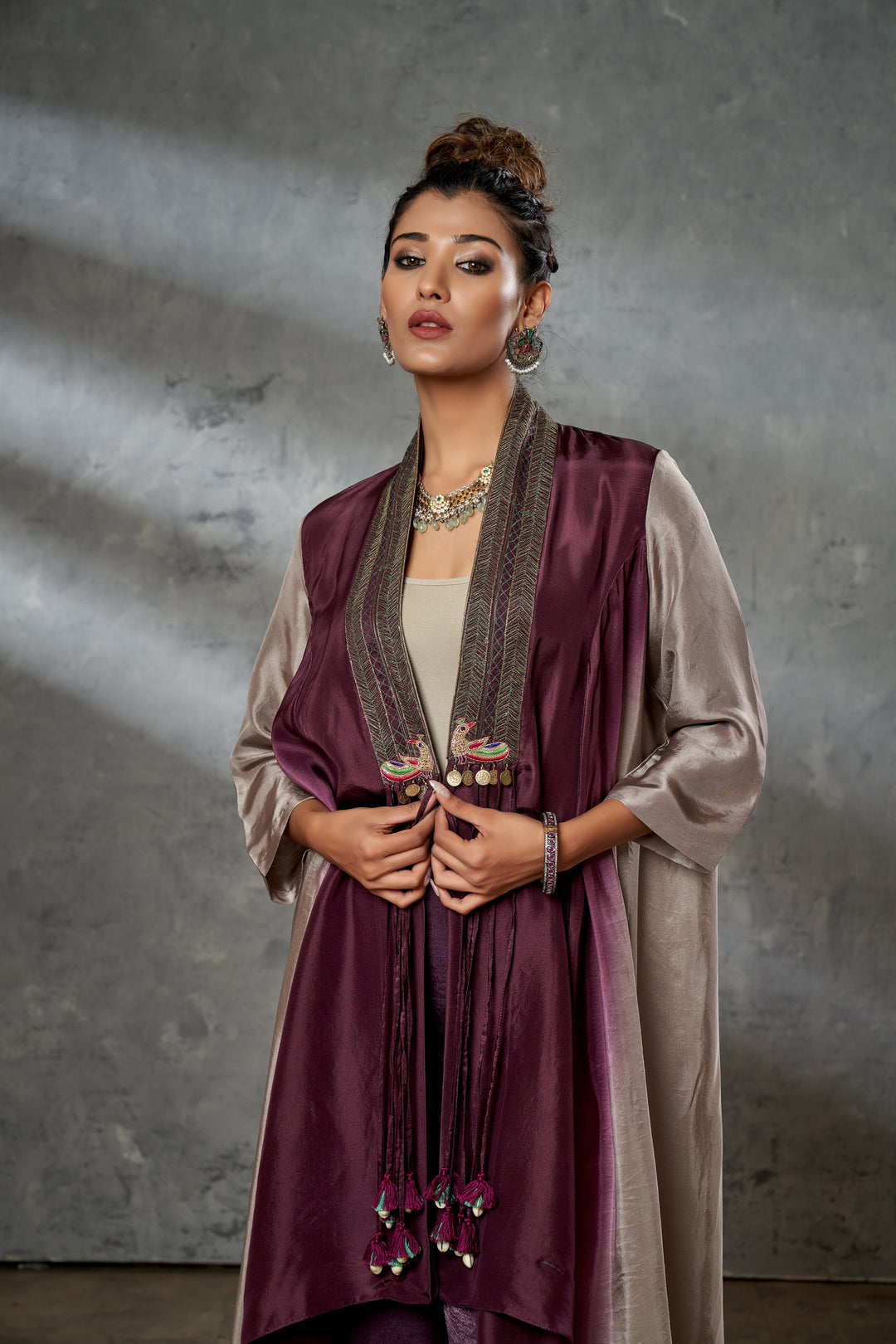 Aditi Somani's Elegant Purple Shaded cape set - Rent