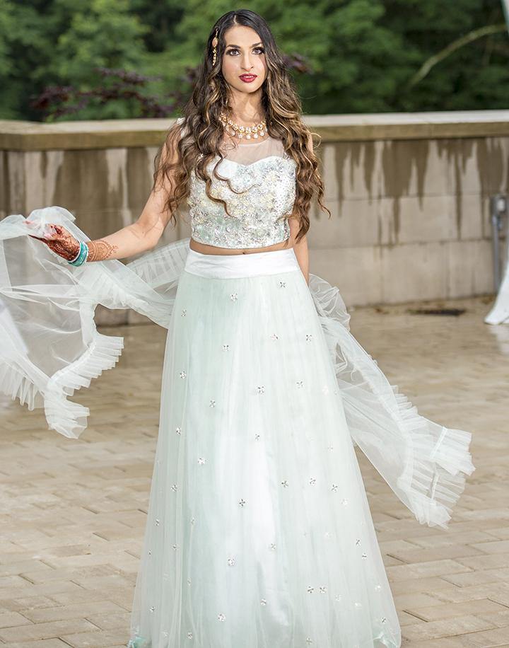 Rent Ice Blue Heavy Net Lehenga Choli-Women-Glamourental