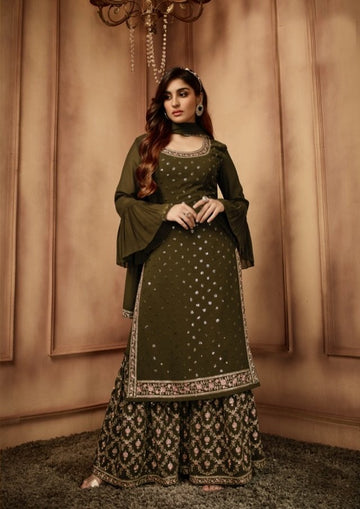 Beautiful Heavy Embroidered and sequins work Sharara Set - Rent