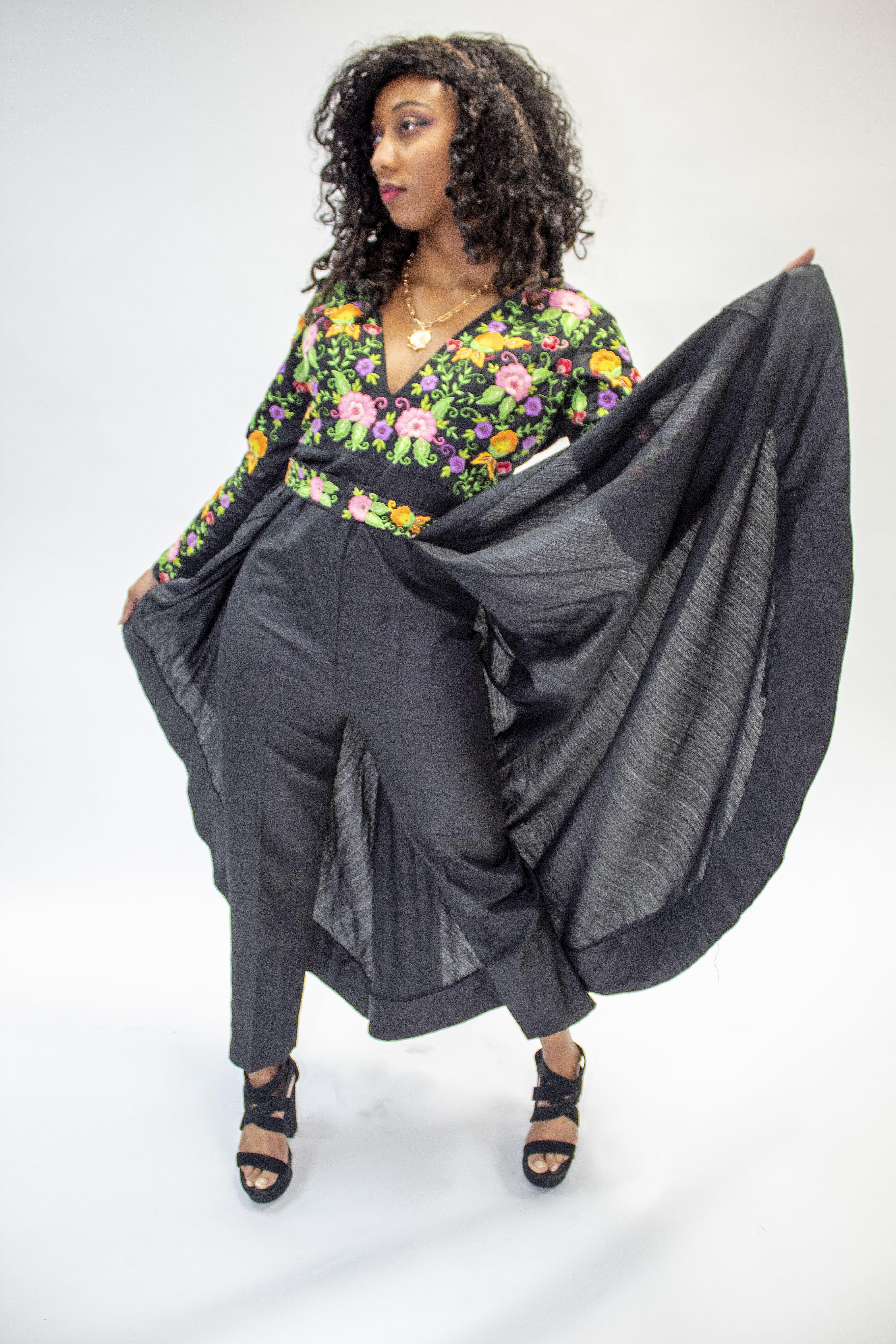 Rent Dark Grey Pleated Asymmetrical Jumpsuit in US | Glamourental