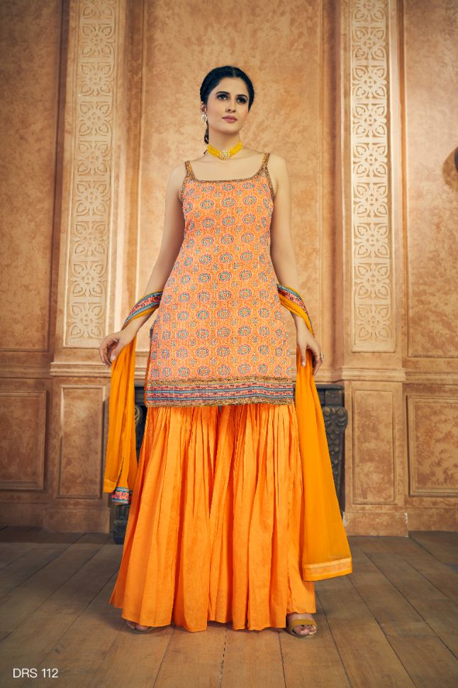 Majestic Orange Color Resham Designer Salwar Kameez - Rent