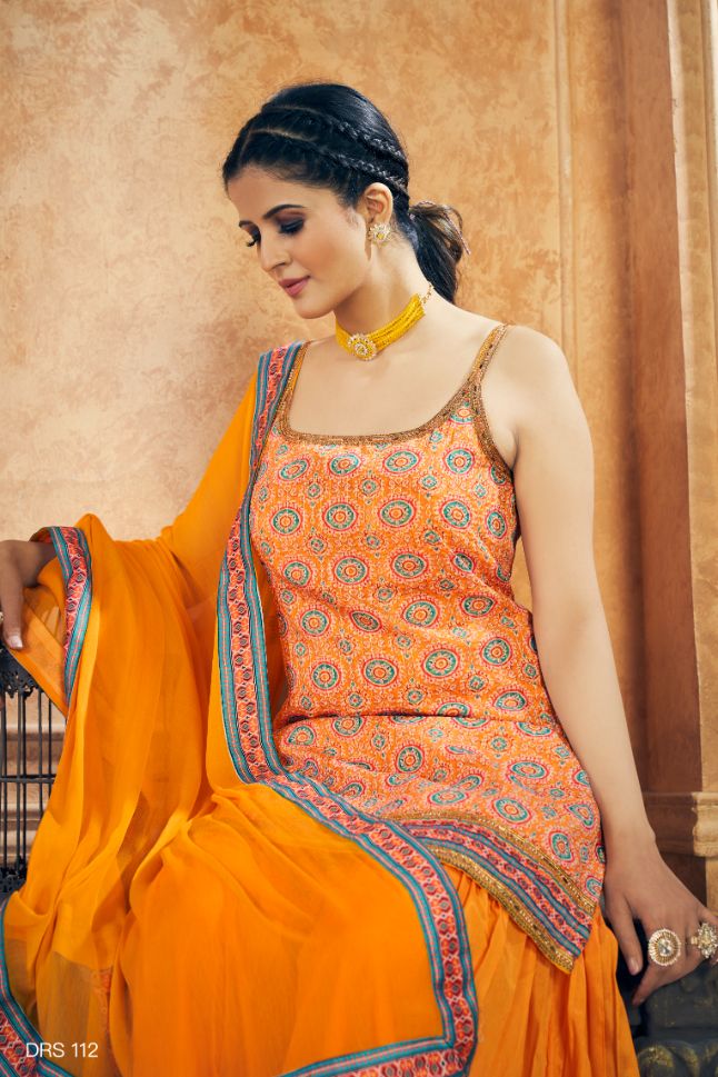 Majestic Orange Color Resham Designer Salwar Kameez - Rent