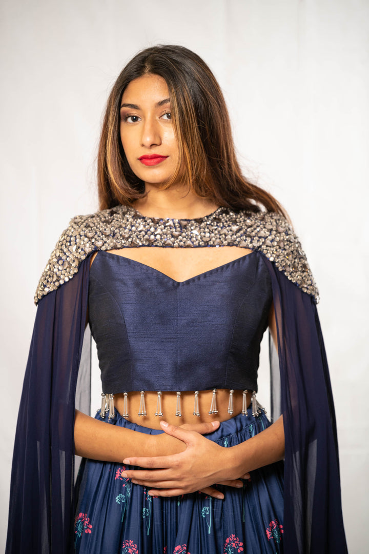 Rent Royal Blue Crop Top and Skirt