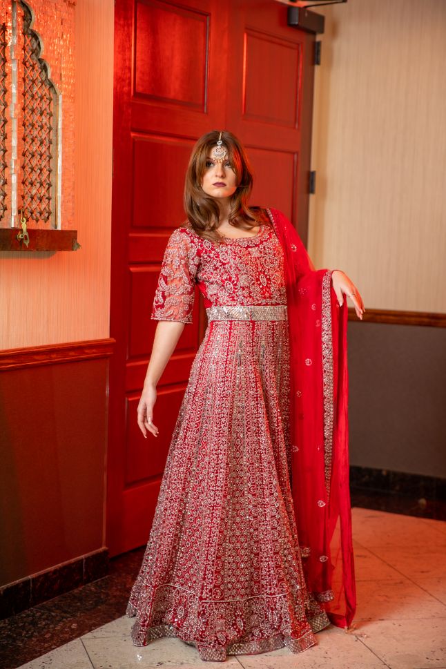 Red georgette plain long anarkali suit with heavy sequence work dupatta |  Simple pakistani dresses, Red colour dress, Anarkali dress pattern
