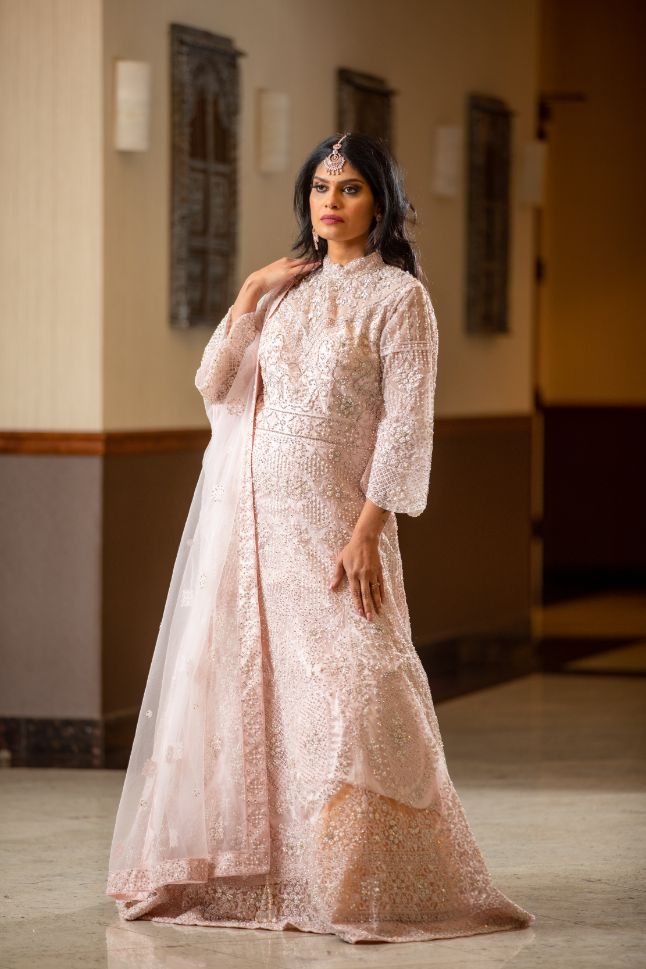 Pink Anarkali Suit with Heavy Embroidered Work - Rent