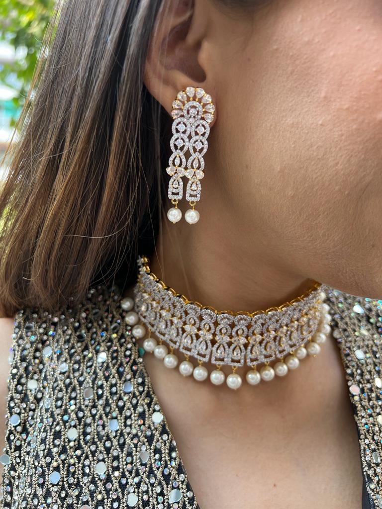 Gold Plated Necklace Set with pearls