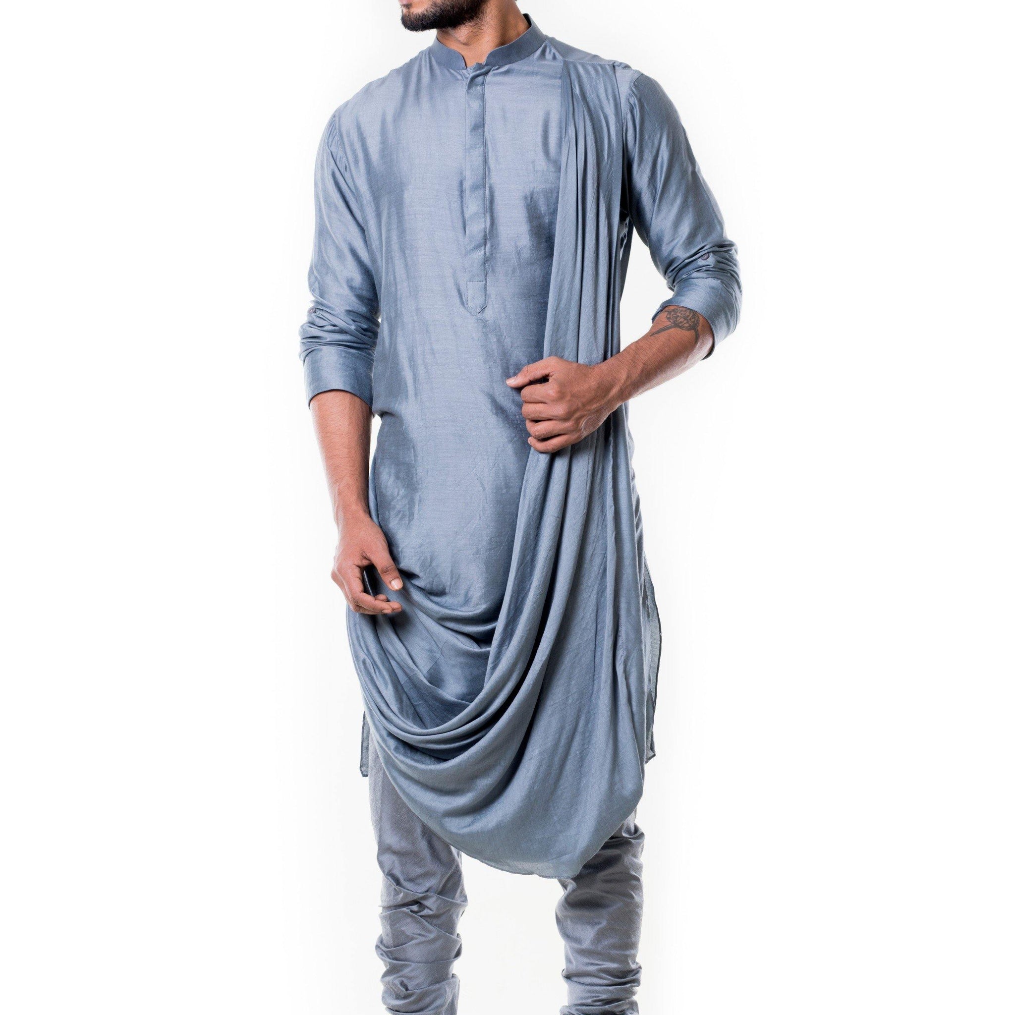 Grey Cowl Kurta Set - Rent