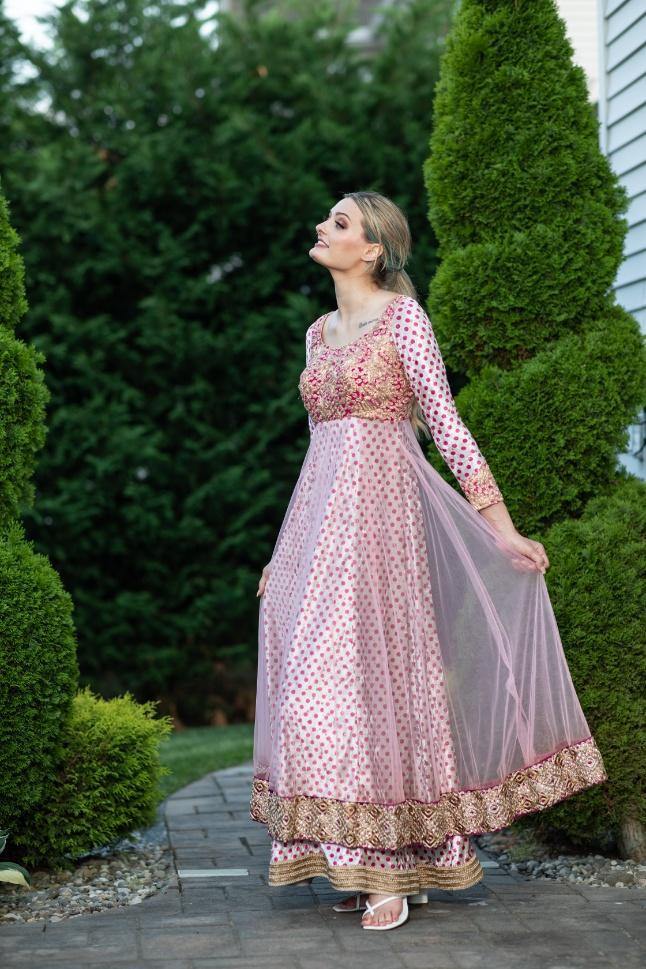 Pink Soft Net Anarkali Set- Rent - Glamourental