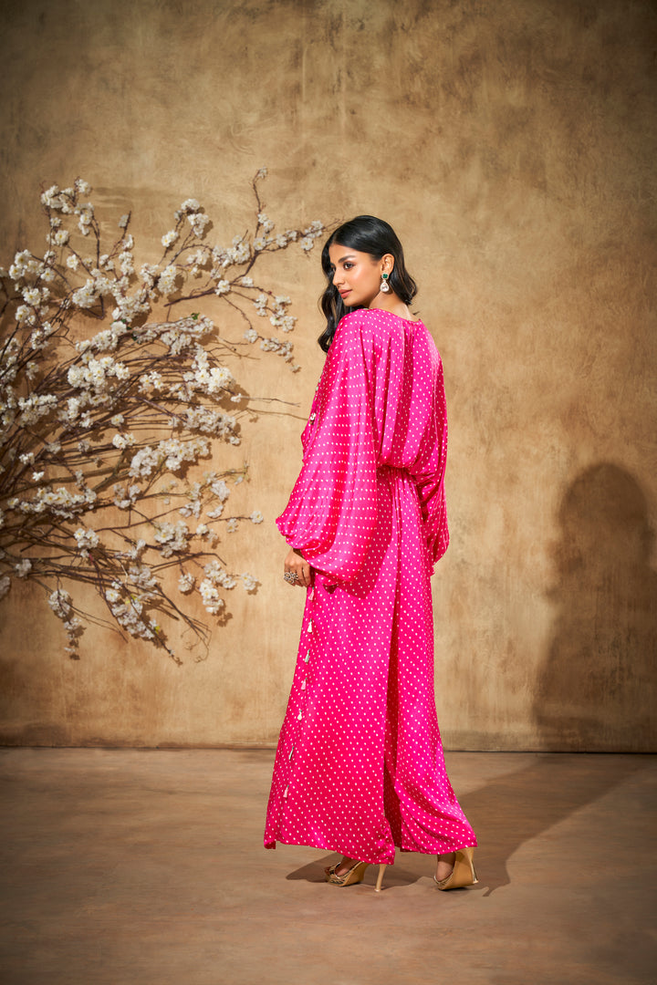 Aditi Somani's Classy Rani pink Bandhej Co-ord set - Rent