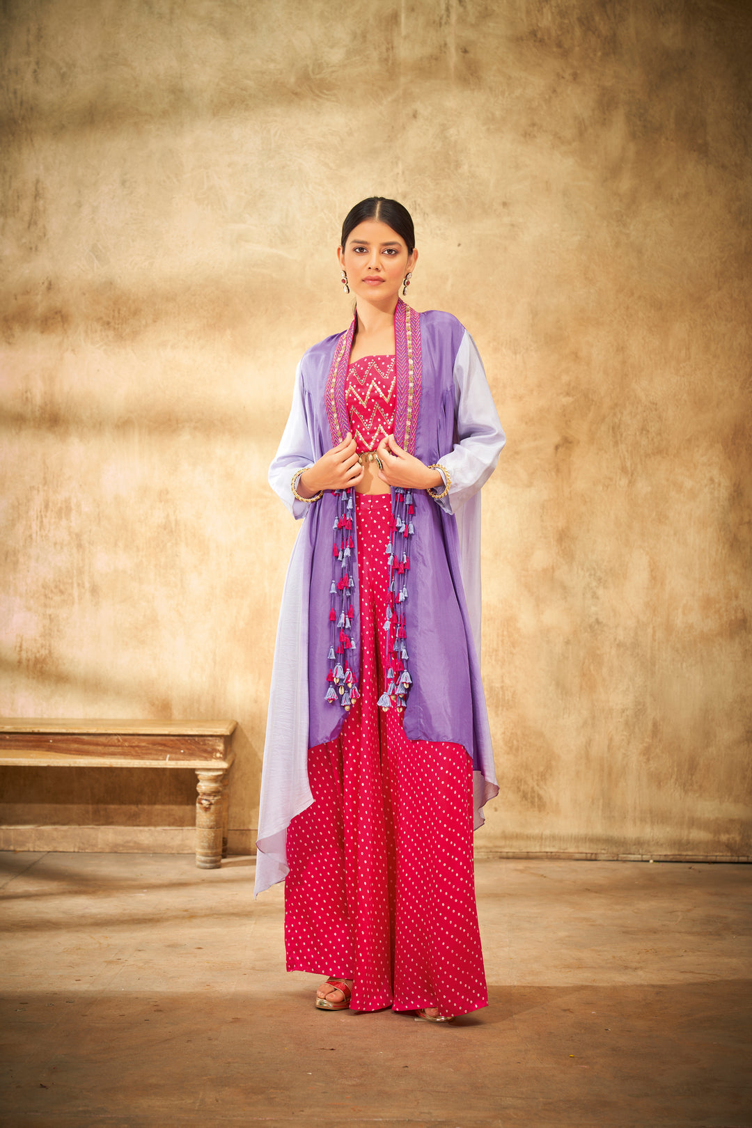 Aditi Somani's Classy Shaded silk Pink cape set - Rent