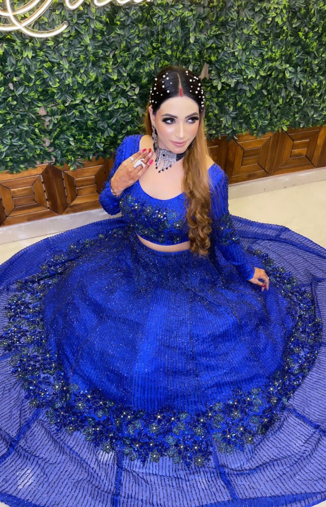 Label Inaayat's Elegant Royal Blue colored Organza Lehenga - Rent